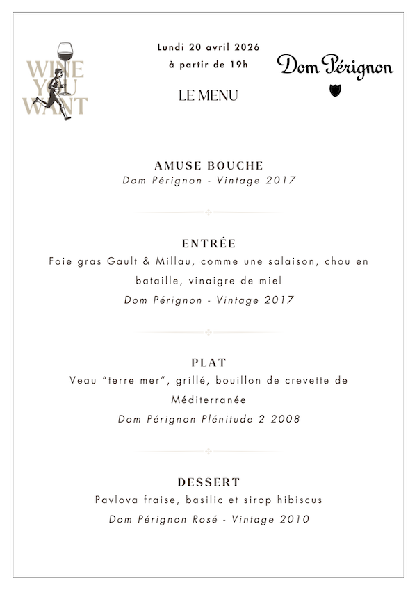 Menu Dom Pérignon WineYouWant
